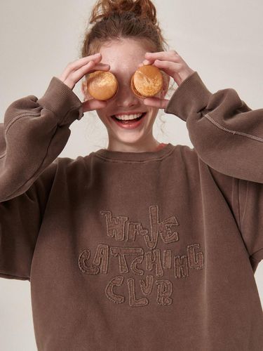 Patchwork Pigment Cotton-Polyester Sweatshirt [BROWN] - Flatwave in Seoul - Modalova