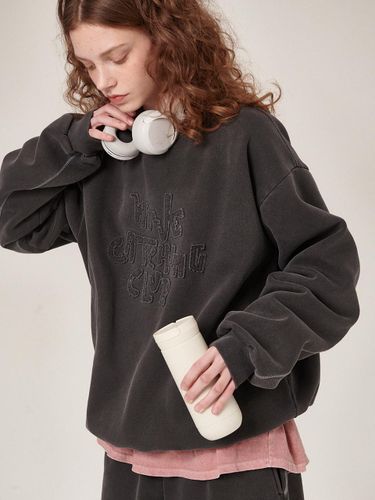 Patchwork Cotton-Polyester Pigment Sweatshirt [Charcoal] - Flatwave in Seoul - Modalova