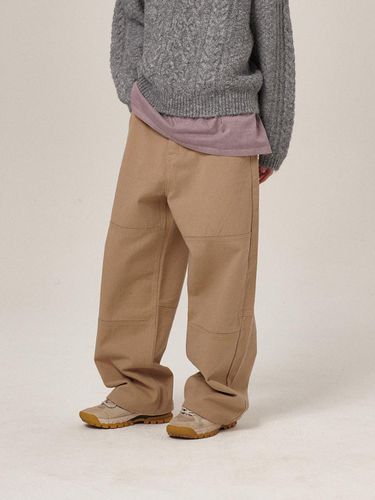 Vee Wide Cotton Relaxed Pants [Beige] - Flatwave in Seoul - Modalova