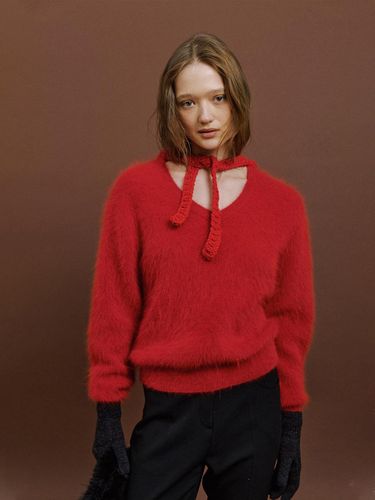 Hairy Wool Blend V-neck Sweater [RED] - LO61 - Modalova