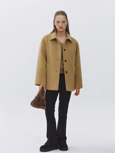 Alpaca Semi-Oversized Puffy Sleeve Coat [Toffee] - LO61 - Modalova