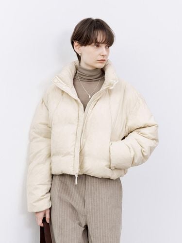 Velvet Stand Collar Padding Down Jacket [Ivory] - tageechita - Modalova