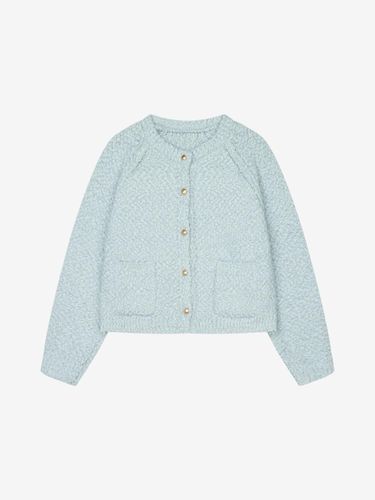 Boucle Knit Round Neck Gold Button Cardigan (VKCCA2901) - ISABEY - Modalova