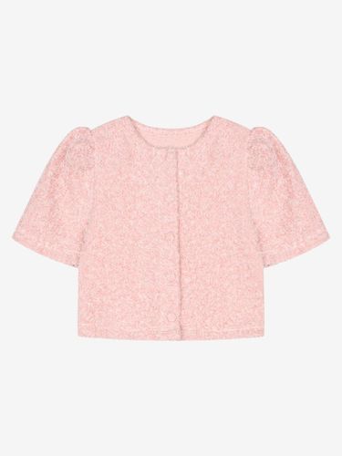 Boucle Puff Sleeve Short-Sleeve Collarless Jacket (TKJBA2101) - VIKI - Modalova