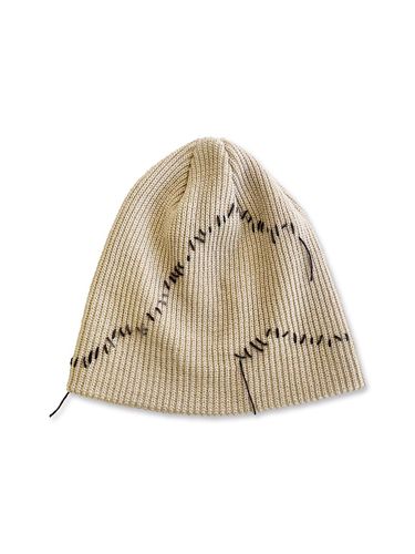 Wave Hand Stitch Wool Blend Beanie [Beige] - NOUGHT - Modalova