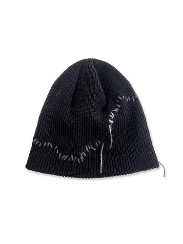 Wave Hand Stitch Acrylic Knit Beanie [Black] - NOUGHT - Modalova