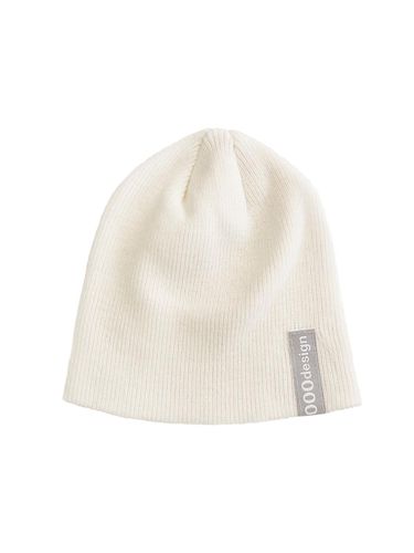 Logo Tag Needlework Acrylic Beanie [Beige] - NOUGHT - Modalova