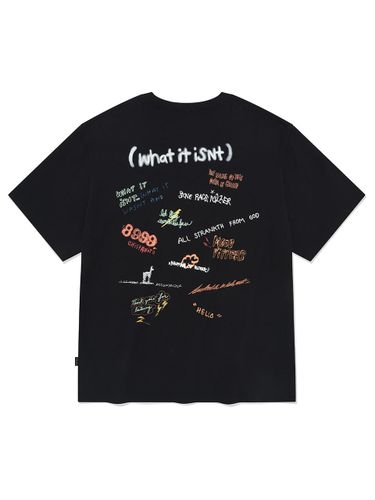 Graffiti Semi-Overfit Cotton T-Shirt [Black] - Wacky Willy - Modalova