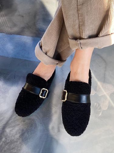 Teddy Fur Italian Leather Open-Heel Bloafers [] (201908) - ODR - Modalova