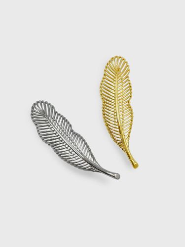 Silver Platinum Plated Leaf Brooch [SILVER] (JS-22-012BR) - Jean Paul Clarisse - Modalova