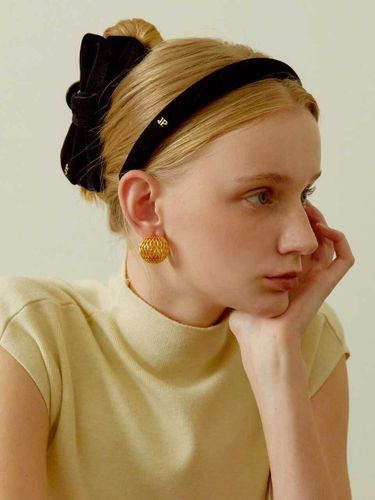 Velvet Gold-plated Logo Headband (JP-23-370HB) - Jean Paul Clarisse - Modalova