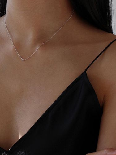 Premium Silver Platinum Plated Basic Cubic Necklace [Beige Gold] - NORMALLEE - Modalova