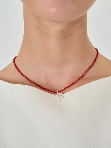 Beaded Ribbon Silver Necklace [] (AN2240013) - ANNAFLAIR1986 - Modalova