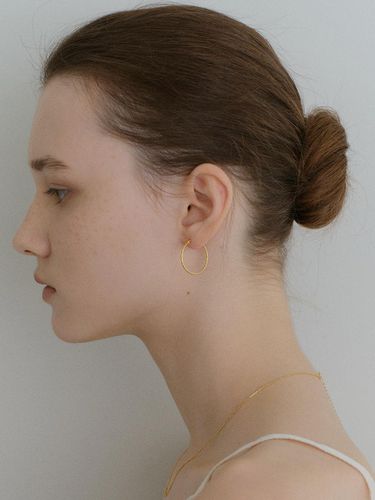 Platinum Plated Large Cutting Hoop Earrings [Beige Gold] - NORMALLEE - Modalova