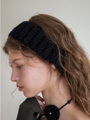 Wool Blend Hand-Crocheted Ribbed Ear Warmer [] - MERRYMOTIVE - Modalova