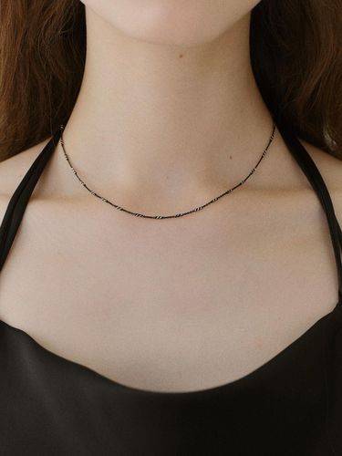 Silver Black-Plated Pearl Necklace - NORMALLEE - Modalova