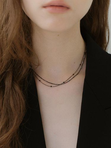 Silver Black Plated Adjustable Necklace [Black] - NORMALLEE - Modalova