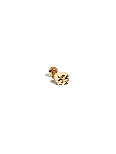 K Gold Cut Cube Minimalist Piercing Earrings - MAYBETOI - Modalova