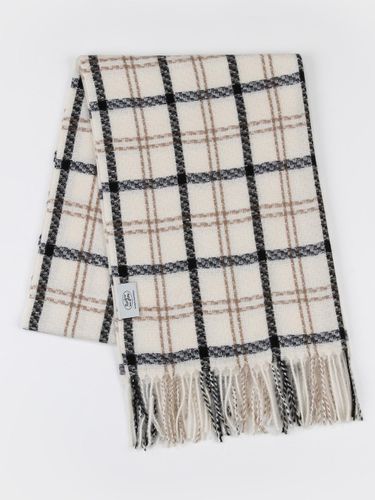 Pastel Check Lightweight Polyester Muffler [Beige] - RECLOW - Modalova