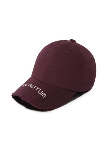 Logo Stone Washed Cotton Visor Cap [Burgundy] (HW-BC203) - VERUTUM - Modalova