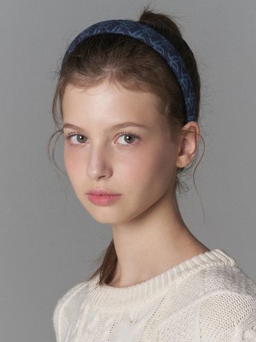 Denim-like Jacquard Cotton-Polyester Headband [Deep Blue] - WHITE SANDS - Modalova