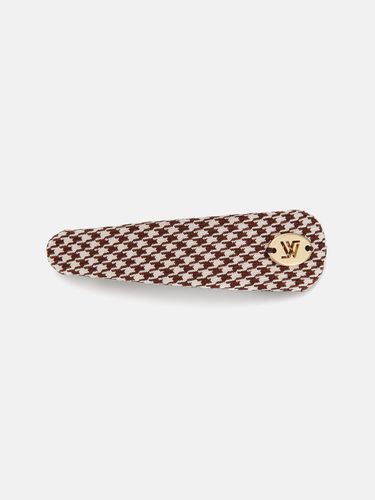 Houndstooth Embossed Texture Metal Decorated Hair Clip (Alberta) - WHITE SANDS - Modalova