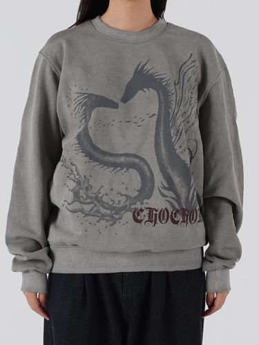 Heavy Cotton Vintage-Style Pigment Sweatshirt [Grey] - CHOCHOU - Modalova