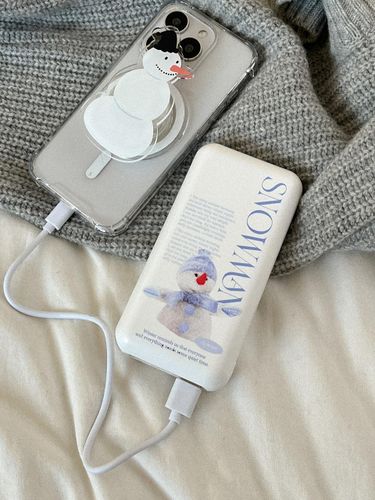 Snowman Design High-capacity Portable Power Bank - mademoment - Modalova