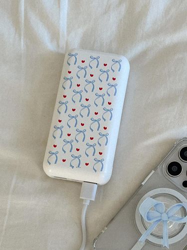 Vintage Ribbon Pattern High-Capacity Power Bank [Blue] - mademoment - Modalova