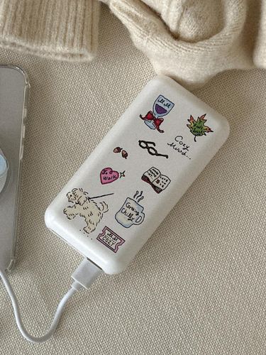 Cozy Drawing Pattern High-Capacity Power Bank - mademoment - Modalova