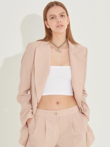 Back Slit Tailored Double Suit Jacket [Nude] - CHAEnewyork - Modalova