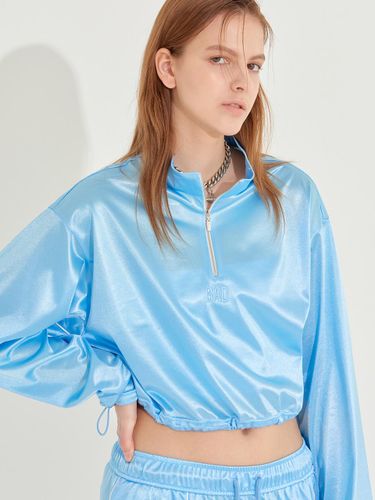 Silky Cropped Asymmetric Sweatshirt [Blue] - CHAEnewyork - Modalova