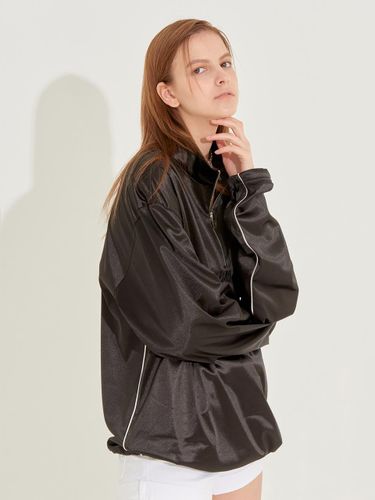 Silky Asymmetrical Piping Sweatshirt [Black] - CHAEnewyork - Modalova