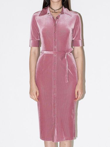 Front Open Fitted Velvet Dress [Pink] - CHAEnewyork - Modalova