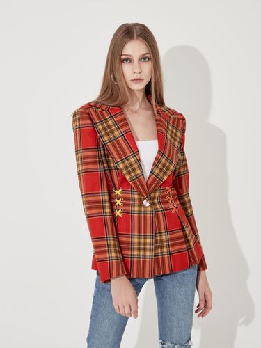 British Wool Single-Breasted Tailored Jacket [RED] - CHAEnewyork - Modalova