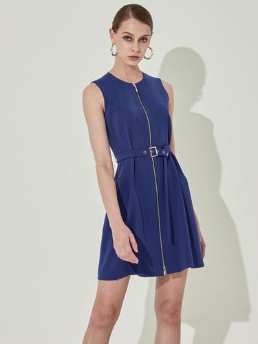 Two-way Zipper Belted Simple A-line Dress [] - CHAEnewyork - Modalova