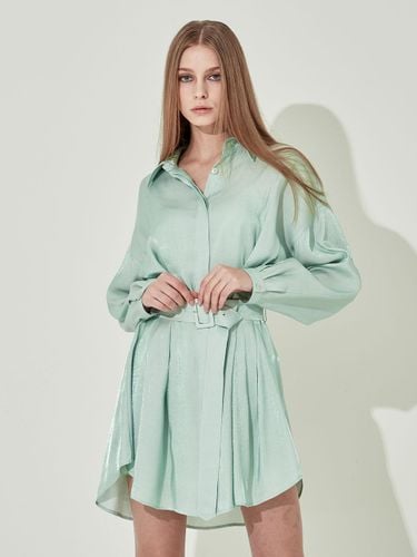 Boyfriend Style Fitted Waist Long Silk Dress [GREEN] - CHAEnewyork - Modalova