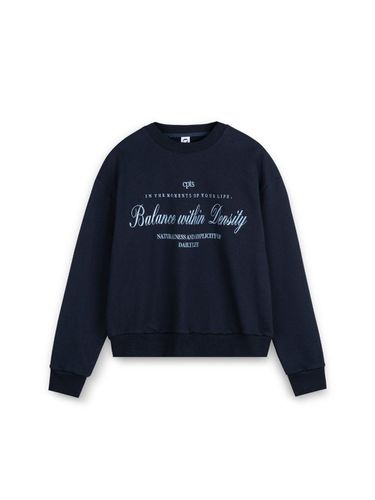 Hand-stitched Embroidered Cotton Sweatshirt [Navy] - cpts - Modalova