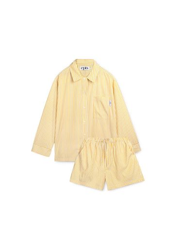 Relaxed Cotton-Rayon Stripe Pajamas [Yellow] - cpts - Modalova