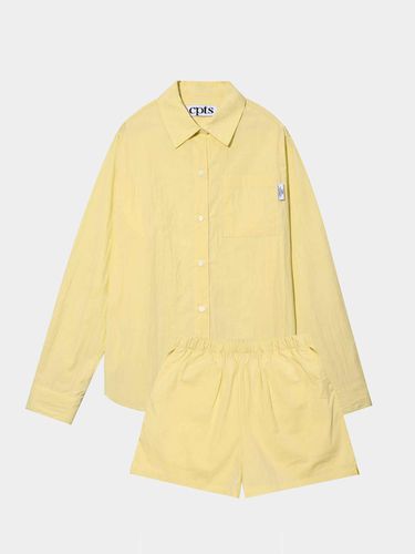 Paper Button Long Sleeve Pajama Set [Yellow] - cpts - Modalova