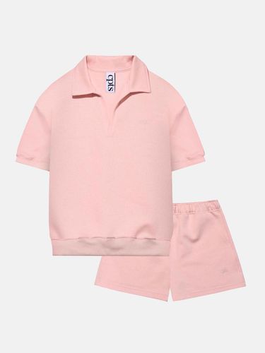 Light Casual Embroidered Polo Shirt Set [Pink] - cpts - Modalova