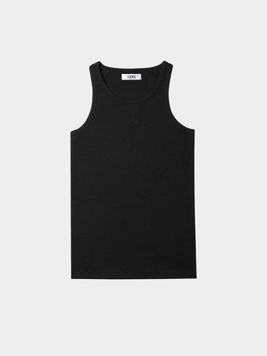 Logo Embroidered Semi-Slim Sleeveless Top [Black] - cpts - Modalova