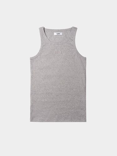 Logo Embroidered Semi-Slim Sleeveless Top [Melange Grey] - cpts - Modalova