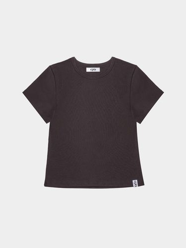 U Neck Cotton Crop Tee [Charcoal] - cpts - Modalova