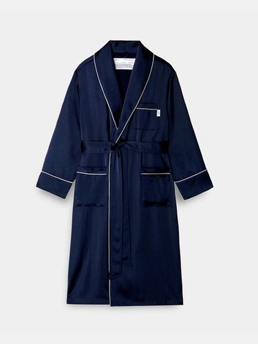 Relaxed Fit Silk-Textured Lounge Robe [Navy] - cpts - Modalova