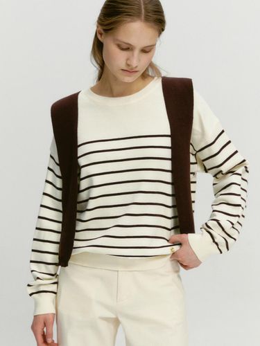 Striped Premium Knit Set [Brown] (MAEDKN21CBR) - marieclaire - Modalova