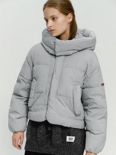 Hooded Cropped Down Nylon Jacket (MOEDDW57MSB) - marieclaire - Modalova