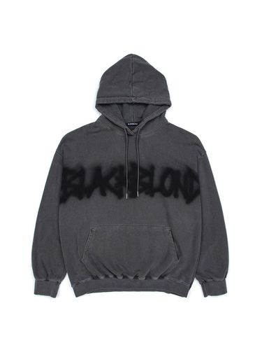 Front Logo Sprayed Custom Pigment Handcrafted Hoodie [Charcoal] - BLACKBLOND - Modalova