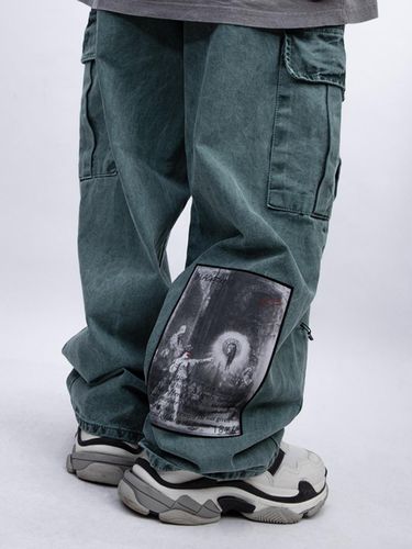 Wide Denim Cargo Pants [Deep Green] - BLACKBLOND - Modalova