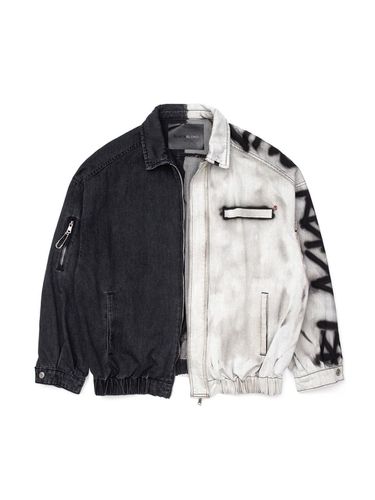 Division Empty Logo Zip Up Denim Jacket [Black] - BLACKBLOND - Modalova